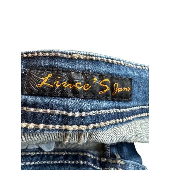 Liuces Womens Embellished Stretch Jeans Size 12 Blue Distressed Rhinestone Detai - Picture 4 of 9